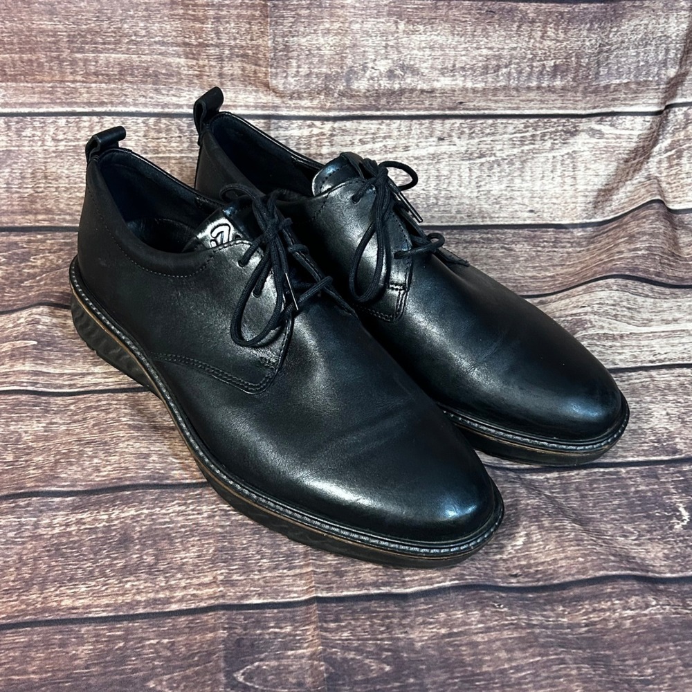 ECCO Mens ST.1 Hybrid Lite Plain Toe Oxford Black Leather Shoes Size 9 US 43 EU